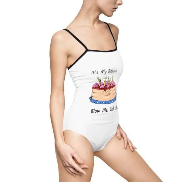 Funny Women's One-piece Swimsuit - It's My Birthday, Blow Me, Lick Me - Image 3