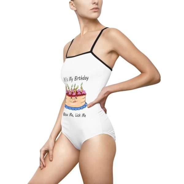 Funny Women's One-piece Swimsuit - It's My Birthday, Blow Me, Lick Me - Image 4