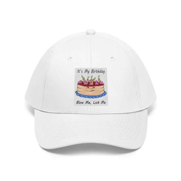 Funny Unisex Twill Hat - It's My Birthday, Blow Me, Lick Me