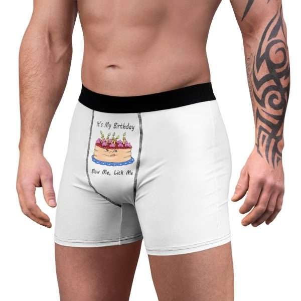 Funny Men’s Undies Boxer Briefs - It's My Birthday, Blow Me, Lick Me - Image 4