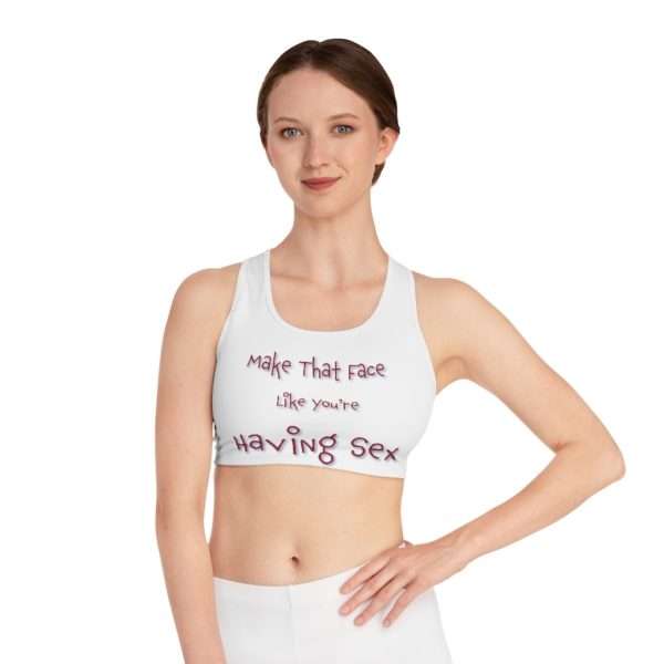 Funny Sports Bra (AOP) - Make That Face Like You're Having Sex