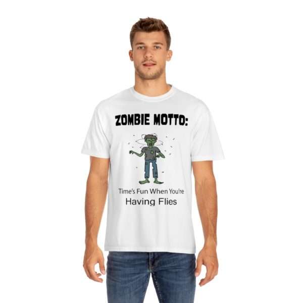 Unisex Garment-Dyed T-shirt - Zombie Motto: Time's Fun When You're Having Flies - Image 2