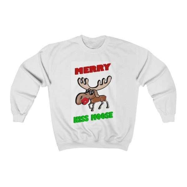 Humorous Unisex Heavy Blend Crewneck Sweatshirt - Merry Kiss Moose