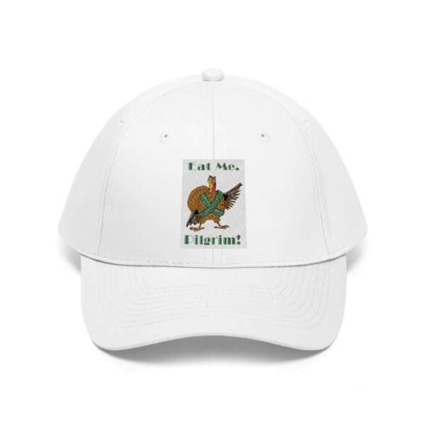 Funny Unisex Twill Hat - Eat Me Pilgrim - Image 2