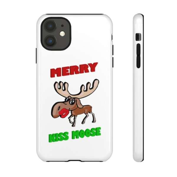 Humorous Tough Cellphone Case - Merry Kiss Moose