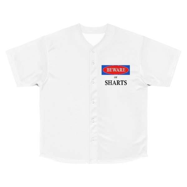 Beware of Sharts Men's Baseball Jersey - Image 7