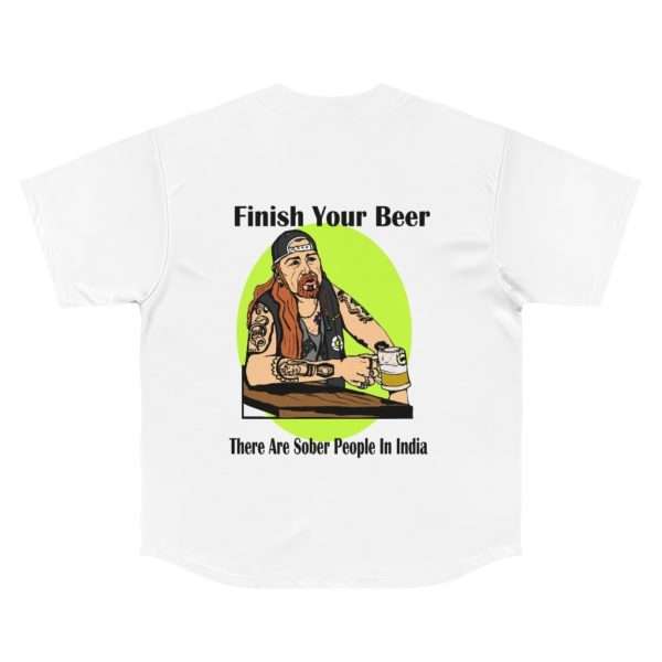 Finish Your Beer. There Are Sober People in India. Men's Baseball Jersey - Image 3