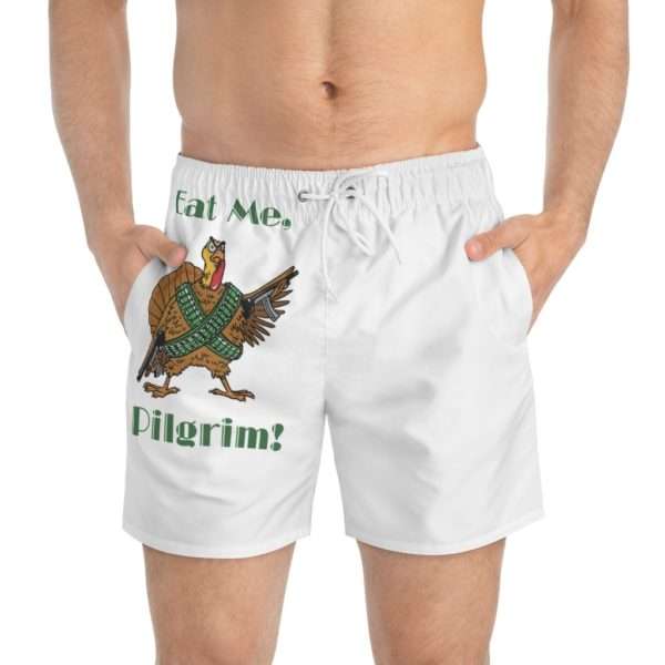 Funny Men's Swim Trunks - Eat Me Pilgrim - Image 10