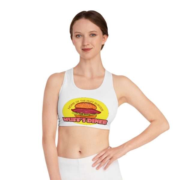 Muff's Diner: Home of the Muff Burger Sports Bra (AOP)