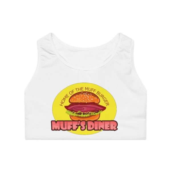 Muff's Diner: Home of the Muff Burger Sports Bra (AOP) - Image 2