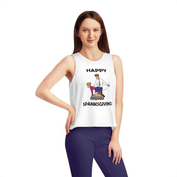 Funny Women's Dancer Cropped Tank Top - Happy Spanksgiving!