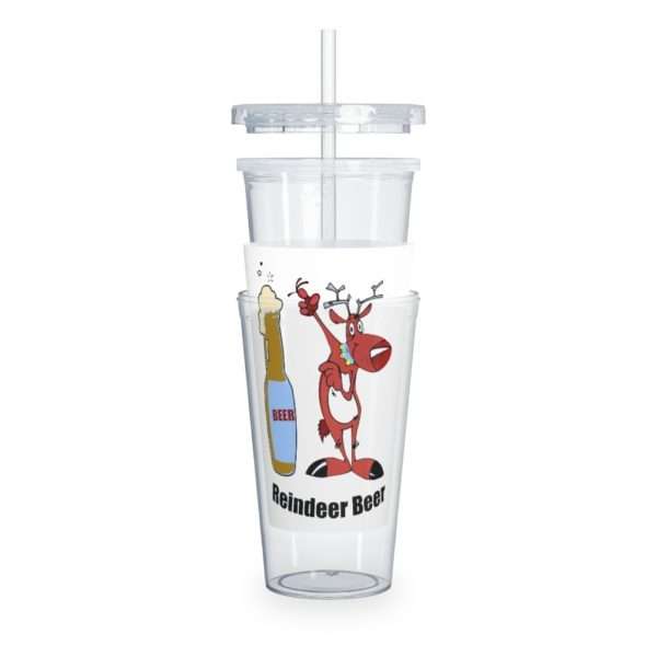 Reindeer Beer Plastic Tumbler with Straw - Image 6