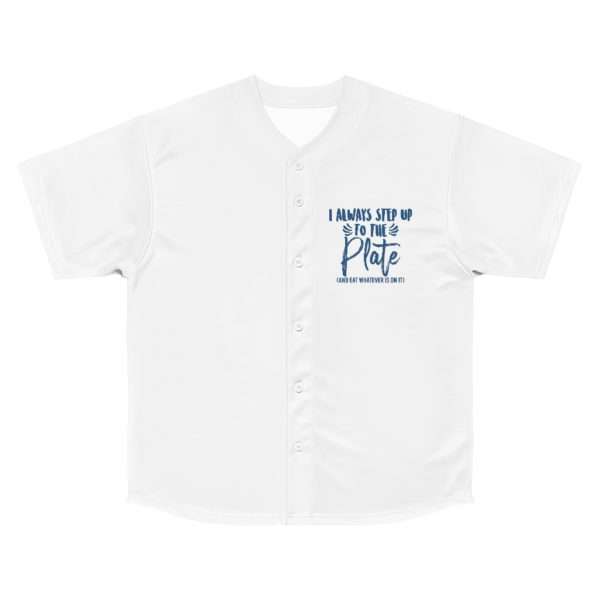 I Always Step Up to the Plate (and eat whatever is on it) Men's Baseball Jersey - Image 7