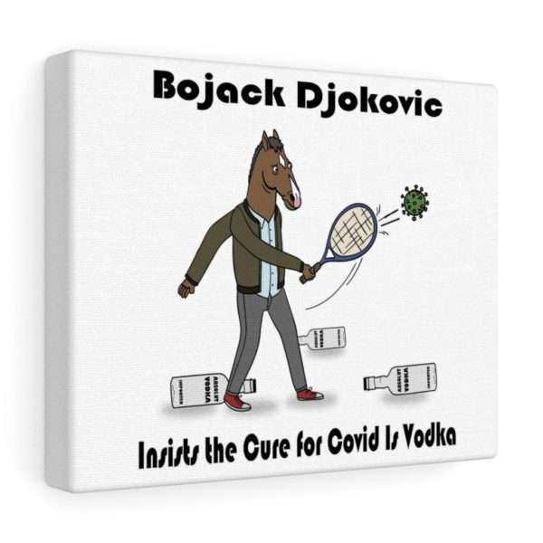 Funny Canvas Art Print Gallery Wrap - Bojack Djokovic Insists the Cure for Covid Is Vodka - Image 5