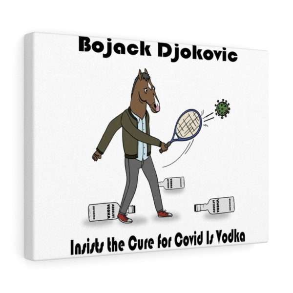 Funny Canvas Art Print Gallery Wrap - Bojack Djokovic Insists the Cure for Covid Is Vodka - Image 9