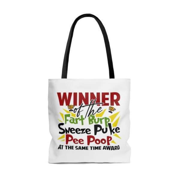 Winner of the Fart Burp Sneeze Puke Pee Poop at the Same Time Award AOP Tote Bag - Image 2