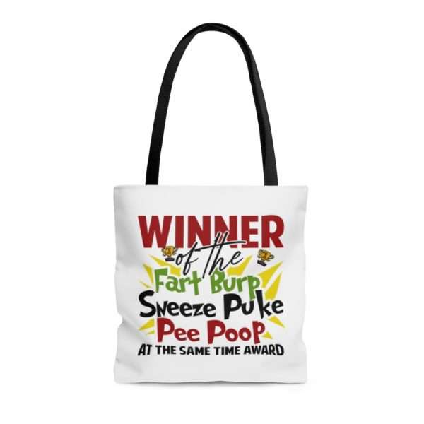 Winner of the Fart Burp Sneeze Puke Pee Poop at the Same Time Award AOP Tote Bag - Image 5