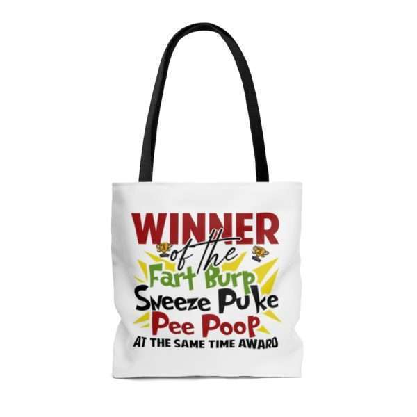 Winner of the Fart Burp Sneeze Puke Pee Poop at the Same Time Award AOP Tote Bag - Image 6