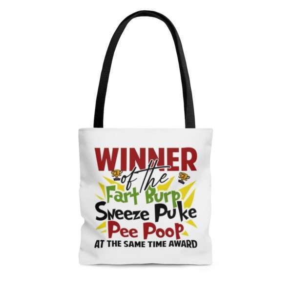 Winner of the Fart Burp Sneeze Puke Pee Poop at the Same Time Award AOP Tote Bag - Image 3