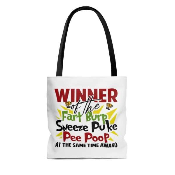 Winner of the Fart Burp Sneeze Puke Pee Poop at the Same Time Award AOP Tote Bag - Image 4