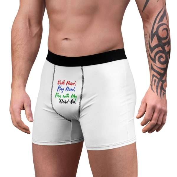 Work Hard. Play Hard. Play With My Hard-On. Men's Boxer Briefs - Image 4