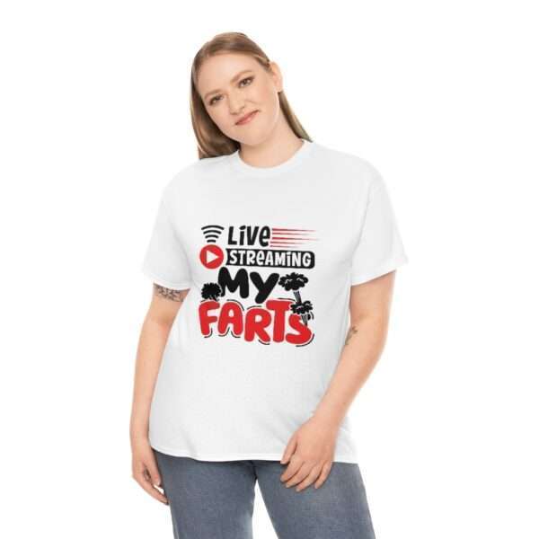 Unisex Heavy Cotton Tee - Live Streaming My Farts - Image 4