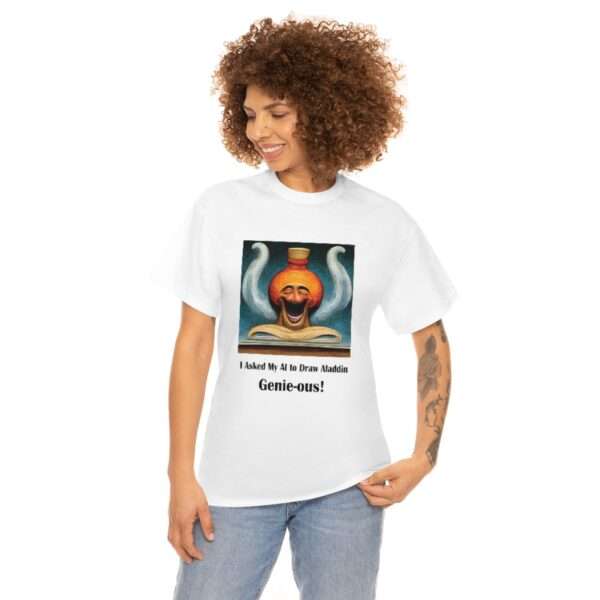 Unisex Heavy Cotton Tee - I Asked My AI to Draw Aladdin – Genie-ous!