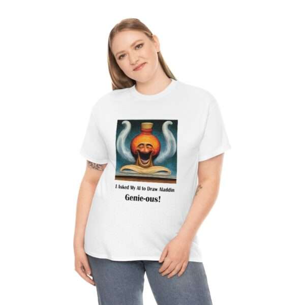 Unisex Heavy Cotton Tee - I Asked My AI to Draw Aladdin – Genie-ous! - Image 3