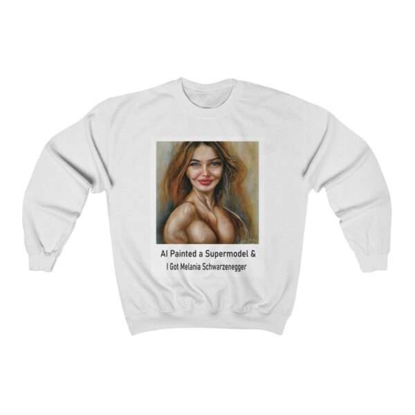 Unisex Heavy Blend™ Crewneck Sweatshirt - AI Painted a Supermodel & I Got Melania Schwarzenegger