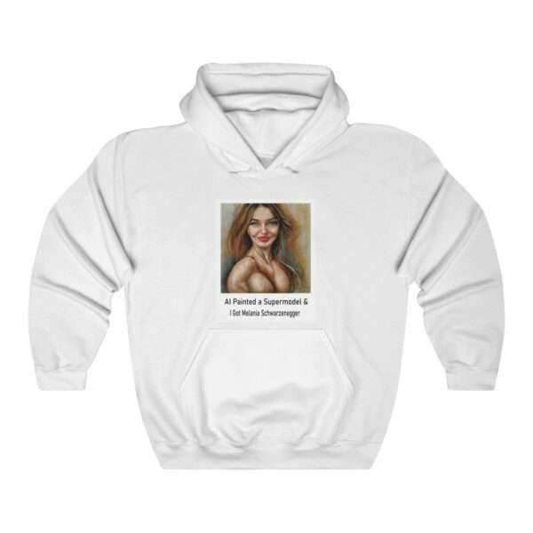 Unisex Heavy Blend™ Hooded Sweatshirt - AI Painted a Supermodel & I Got Melania Schwarzenegger