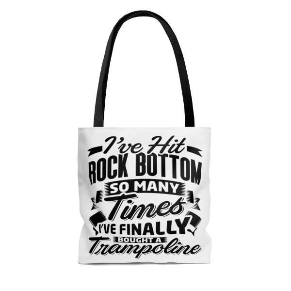 AOP Tote Bag - I’ve Hit Rock Bottom So Many Times I’ve Finally Bought a Trampoline - Image 4