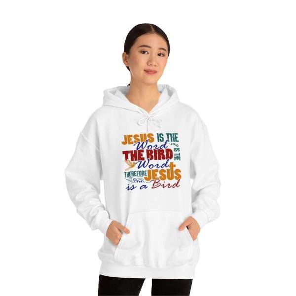 Unisex Heavy Blend™ Hooded Sweatshirt - Jesus Is the Word, The Bird Is the Word, Therefore, Jesus Is a Bird - Image 3