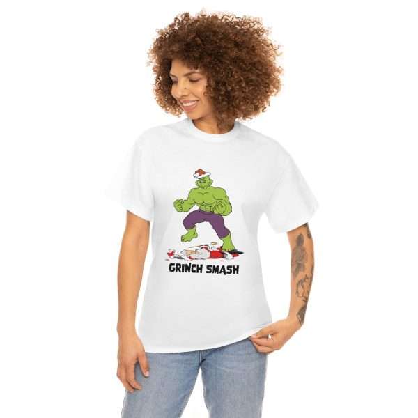 Unisex Heavy Cotton Tee - Grinch Smash - Image 3