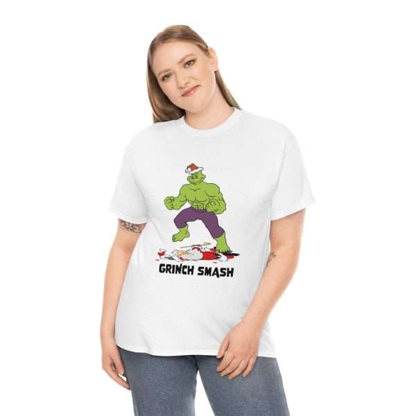 Unisex Heavy Cotton Tee - Grinch Smash - Image 4