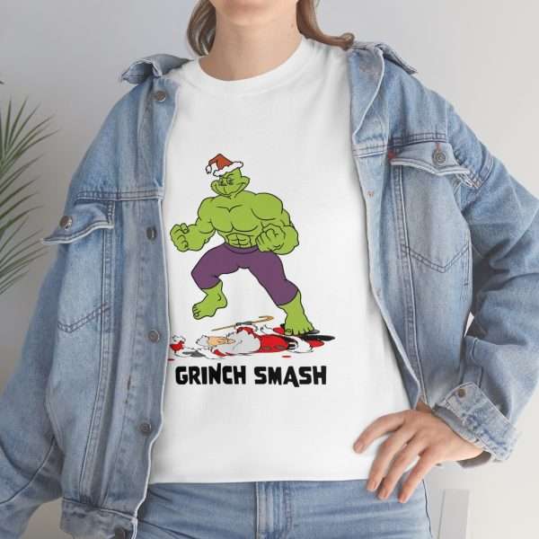 Unisex Heavy Cotton Tee - Grinch Smash - Image 6