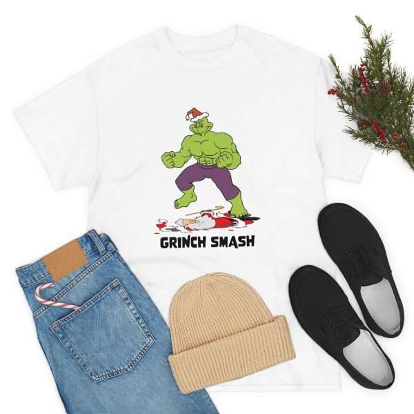 Unisex Heavy Cotton Tee - Grinch Smash - Image 7