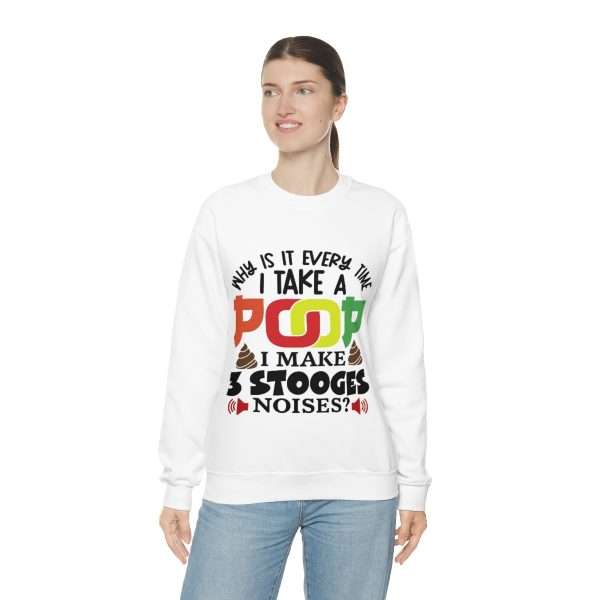 Unisex Heavy Blend™ Crewneck Sweatshirt - Why Is It Every Time I Take a Poop, I Make 3 Stooges Noises? - Image 5