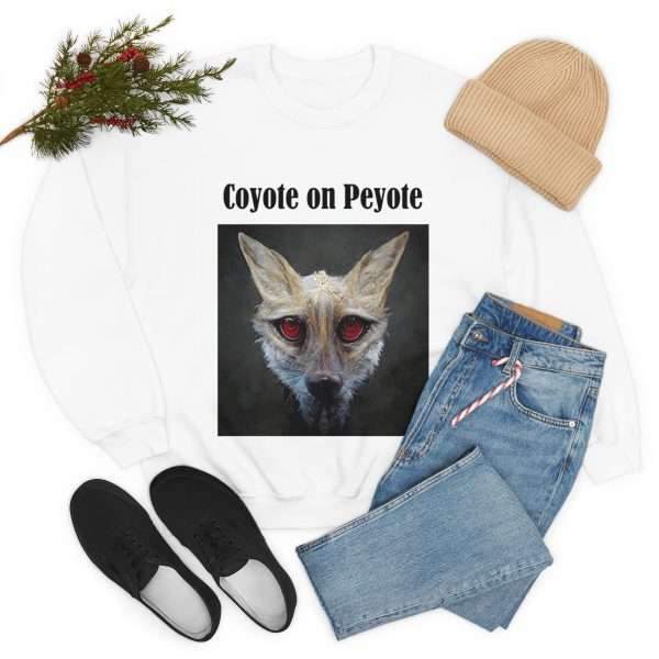 Unisex Heavy Blend™ Crewneck Sweatshirt - Coyote on Peyote - Image 7