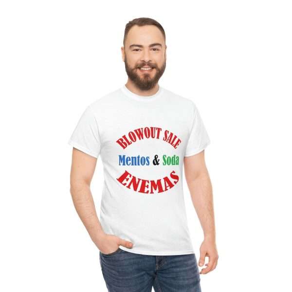 Funny Unisex Heavy Cotton T-shirt - Blowout Sale - Mentos & Soda Enemas