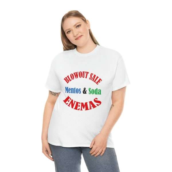 Funny Unisex Heavy Cotton T-shirt - Blowout Sale - Mentos & Soda Enemas - Image 4