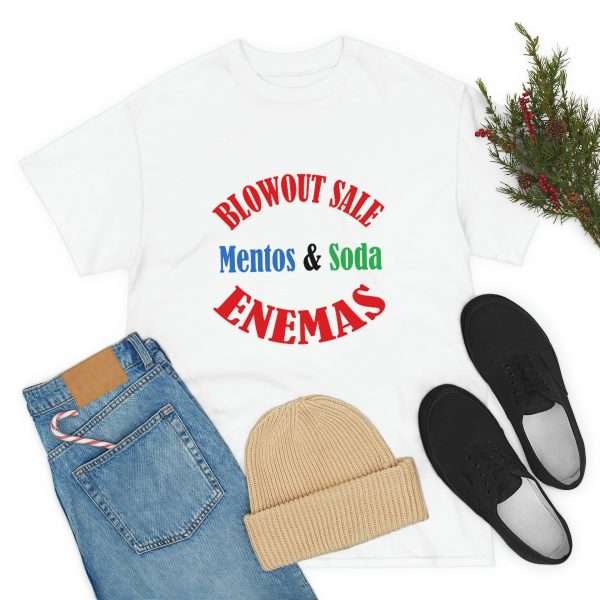 Funny Unisex Heavy Cotton T-shirt - Blowout Sale - Mentos & Soda Enemas - Image 7