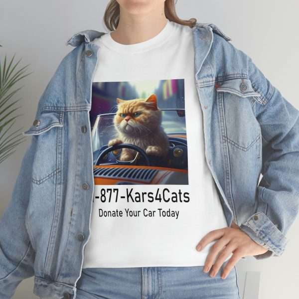 Funny Unisex Heavy Cotton T-shirt - 1-877-Kars4Cats Donate Your Car Today - Image 6