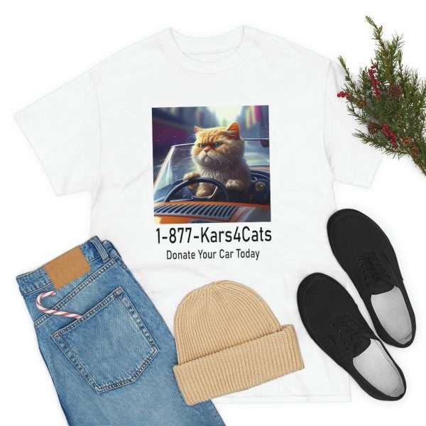 Funny Unisex Heavy Cotton T-shirt - 1-877-Kars4Cats Donate Your Car Today - Image 7