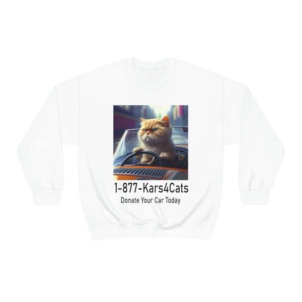 Funny Unisex Heavy Blend Crewneck Sweatshirt - 1-877-Kars4Cats Donate Your Car Today - Image 2