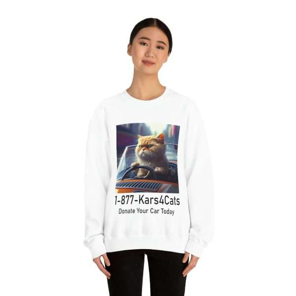 Funny Unisex Heavy Blend Crewneck Sweatshirt - 1-877-Kars4Cats Donate Your Car Today - Image 3