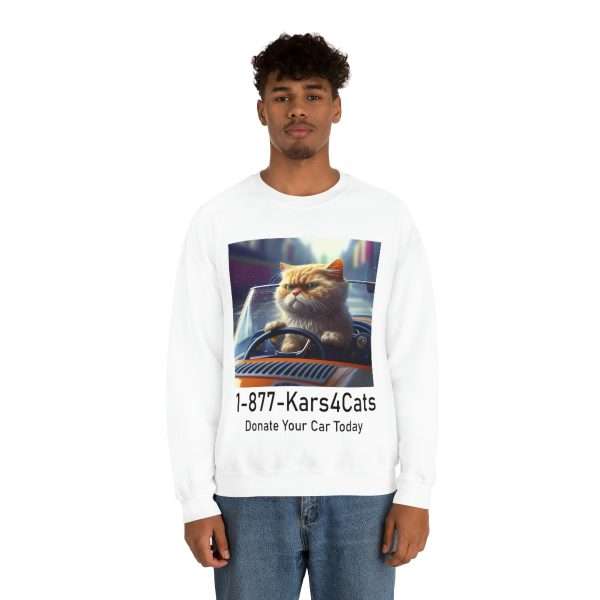 Funny Unisex Heavy Blend Crewneck Sweatshirt - 1-877-Kars4Cats Donate Your Car Today - Image 4