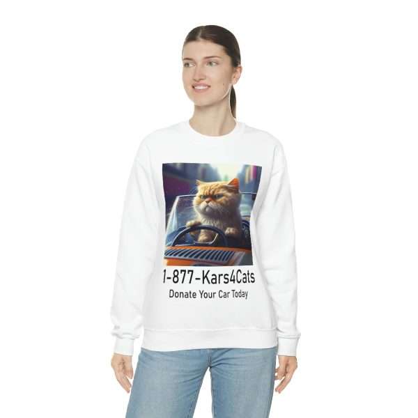 Funny Unisex Heavy Blend Crewneck Sweatshirt - 1-877-Kars4Cats Donate Your Car Today - Image 5