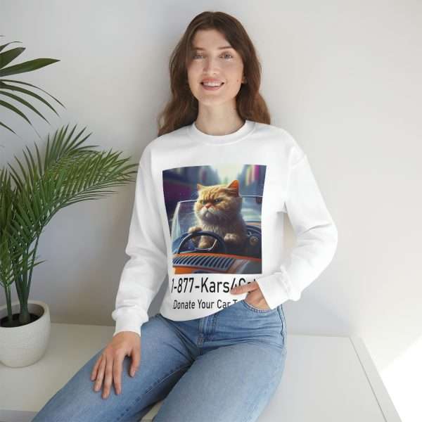 Funny Unisex Heavy Blend Crewneck Sweatshirt - 1-877-Kars4Cats Donate Your Car Today - Image 6