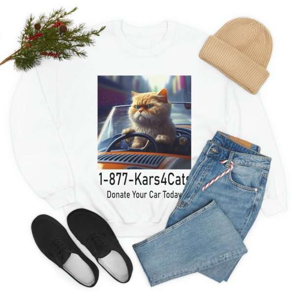 Funny Unisex Heavy Blend Crewneck Sweatshirt - 1-877-Kars4Cats Donate Your Car Today - Image 7