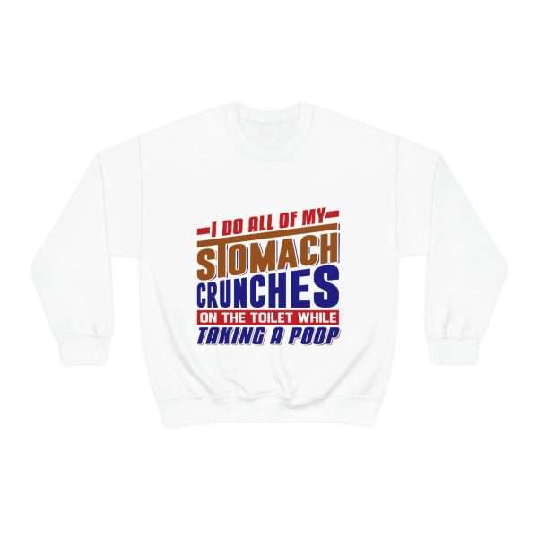 Humorous Unisex Heavy Blend Crewneck Sweatshirt - I Do All of My Stomach Crunches on the Toilet While Taking a Poop - Image 2